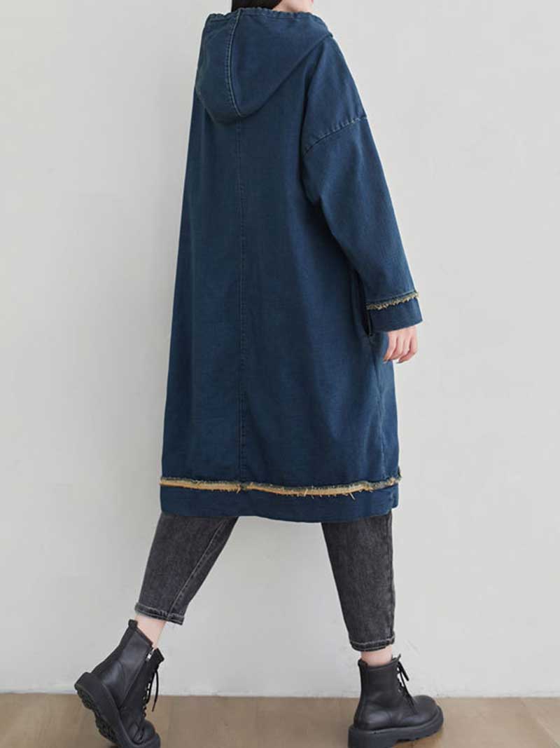 Hooded Drawstring Frayed Hem Graphic Print Oversized Sweatshirt Midi Dress