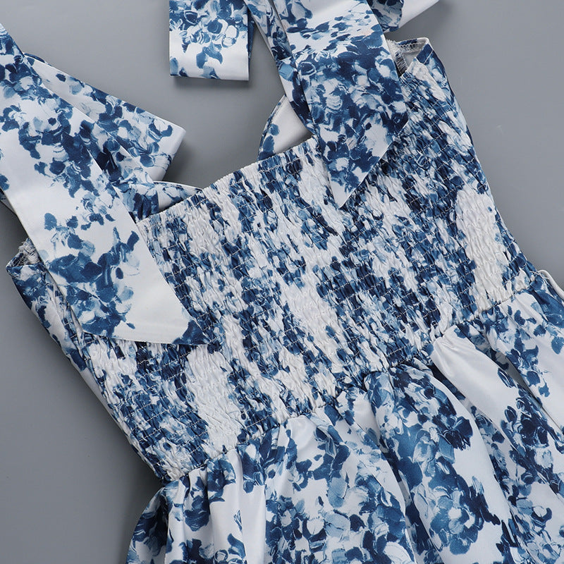 Sweetheart Bow Shoulder Floral Print Corset Mini Dress