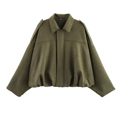 Lapel Zip Up Trendy Bomber Jacket