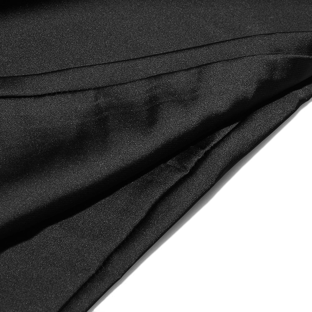 Strapless Ruched Asymmetric Hem Satin Mini Dress