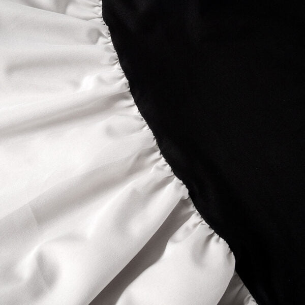 Strapless Ribbed Bodice Gathered Poplin Column Maxi Dress