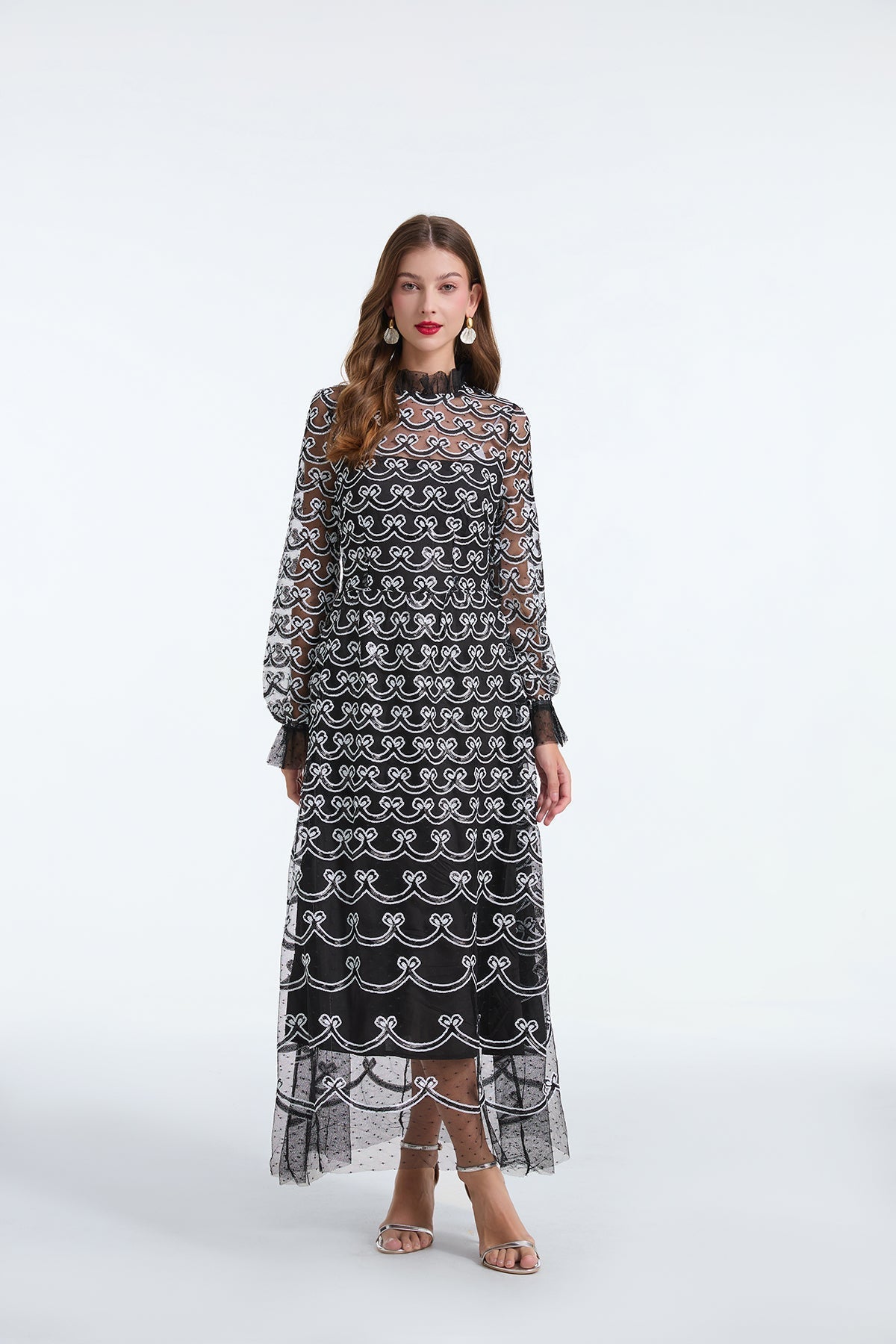 Sequin Long Sleeve A-Line Mini Dress