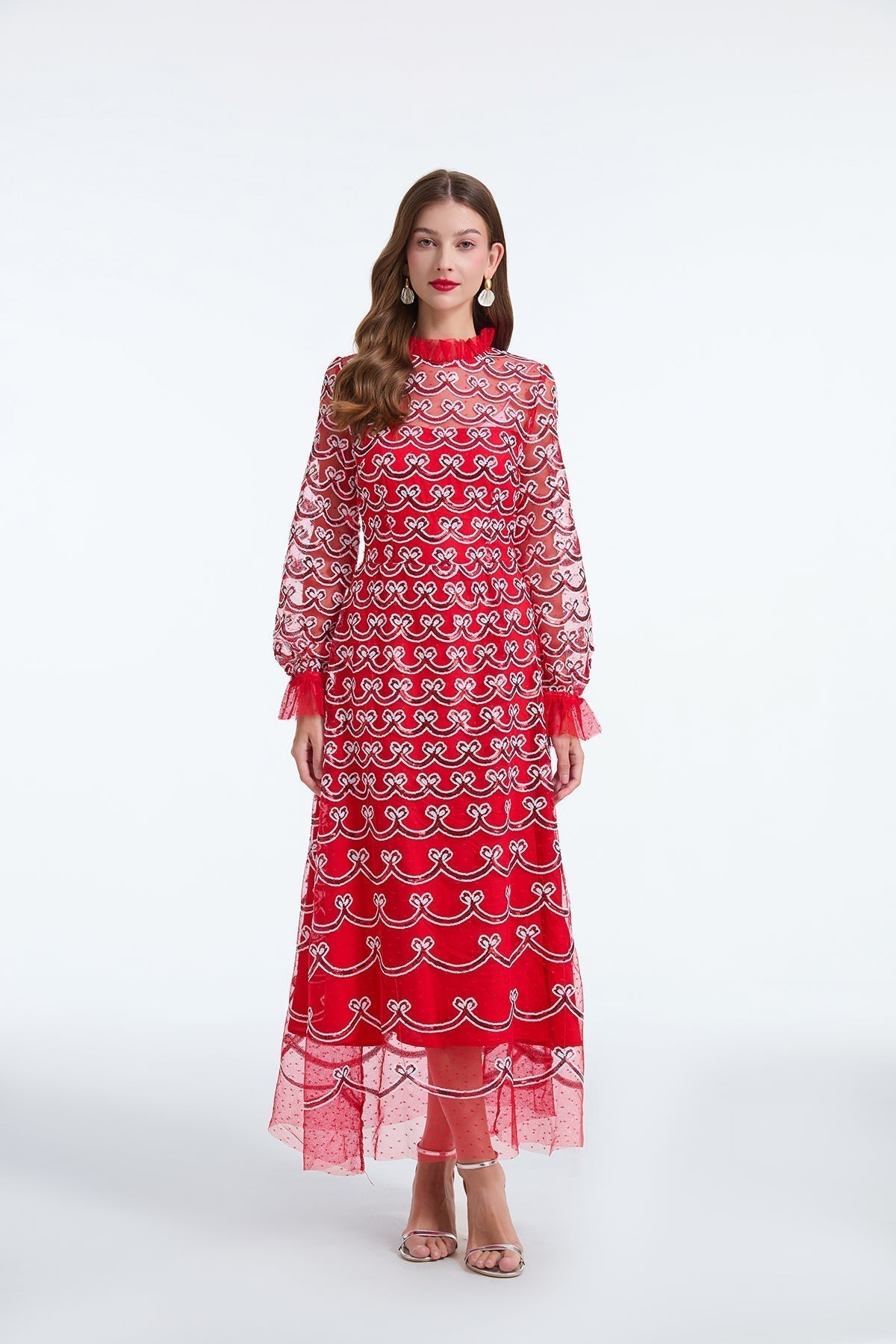 Sequin Long Sleeve A-Line Mini Dress