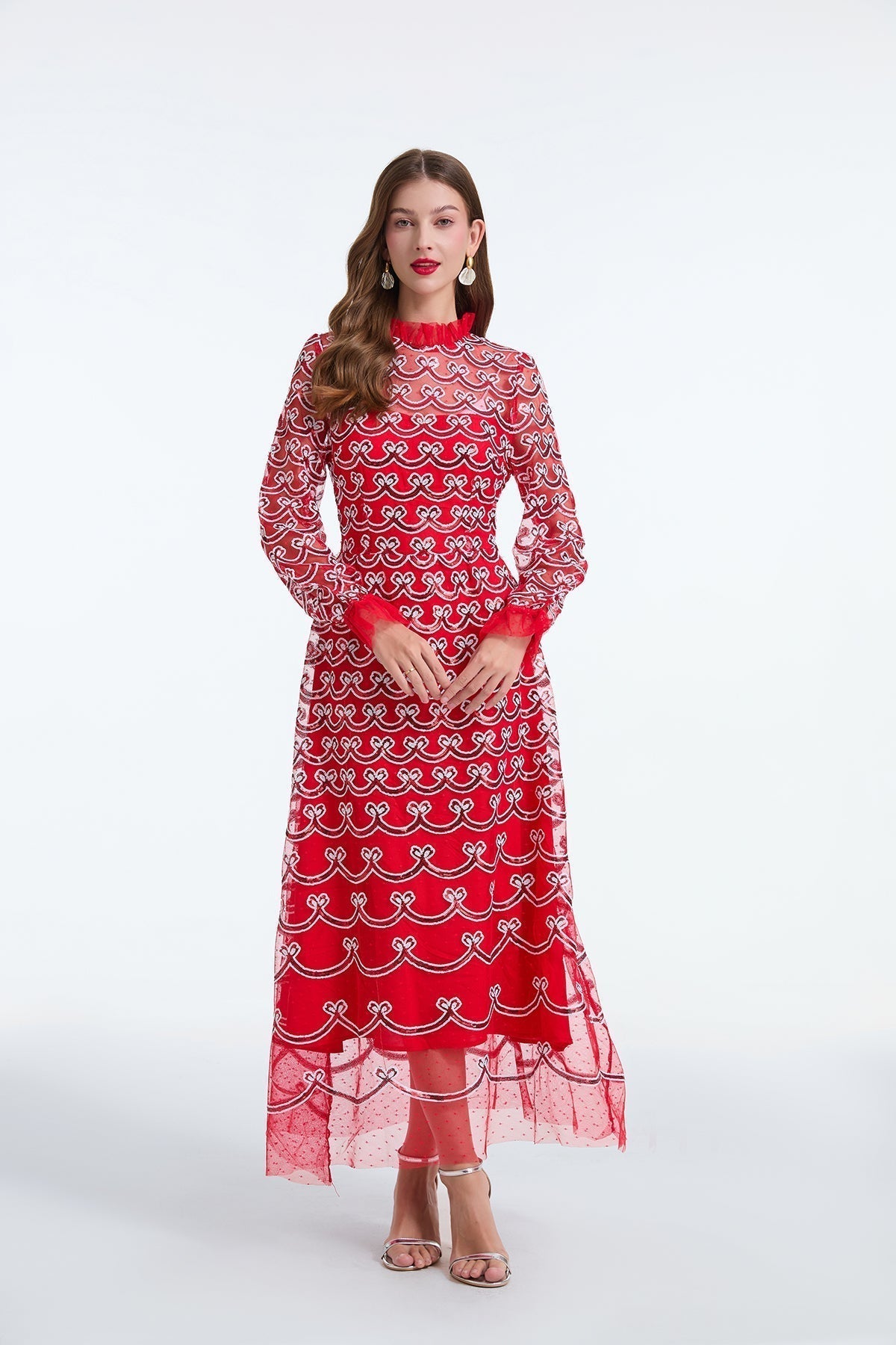 Sequin Long Sleeve A-Line Mini Dress