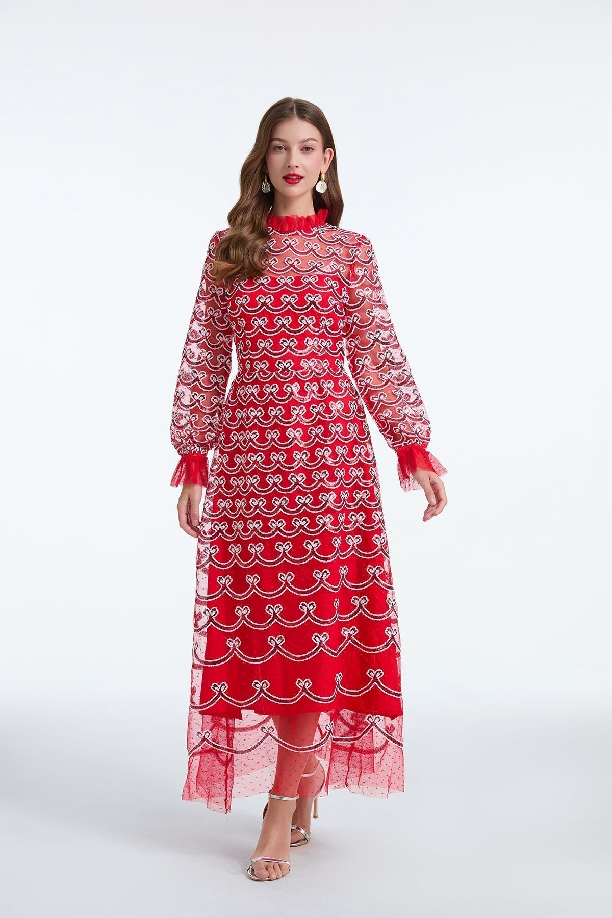 Sequin Long Sleeve A-Line Mini Dress