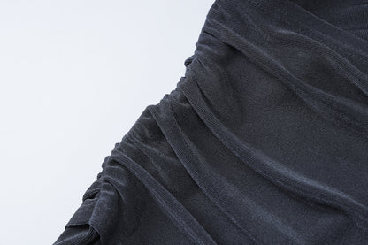 Halter Neck Cowl Drape Side Sash Shimmer Column Maxi Dress