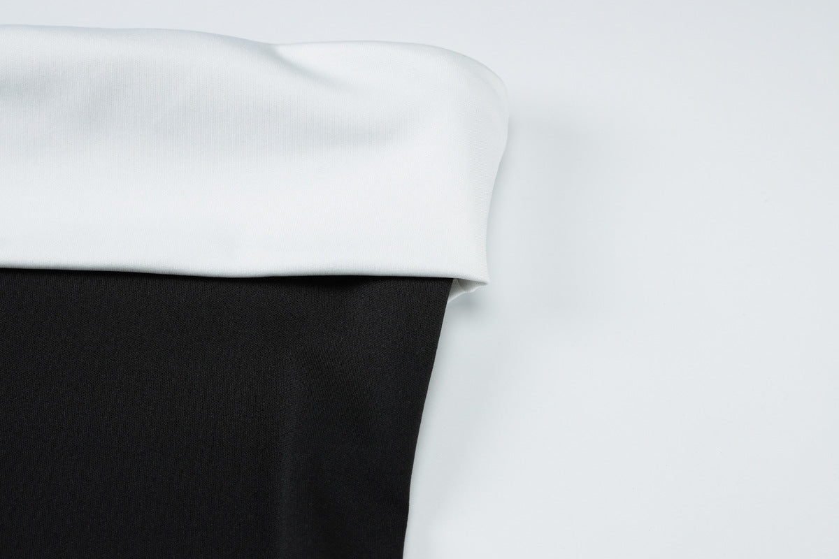 Strapless Contrast Bust Panel A Line Mini Dress
