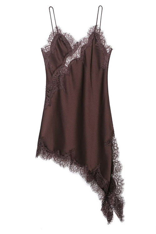 Spaghetti Strap Lace V Neck Irregular Hem Mini Dress