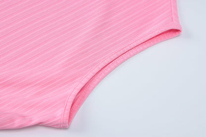 Mock Neck Sleeveless Ribbed Knit Drop Waist Bubble Hem Mini Dress
