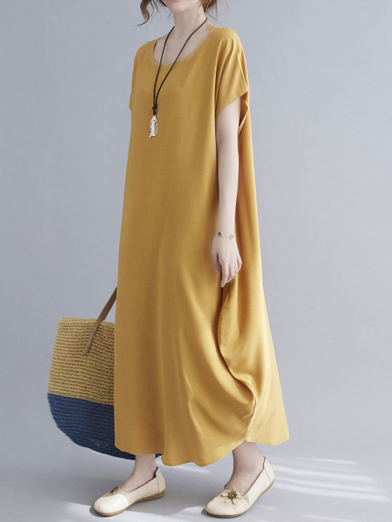 Square Neck Cap Sleeve Rib Knit Midi Dress