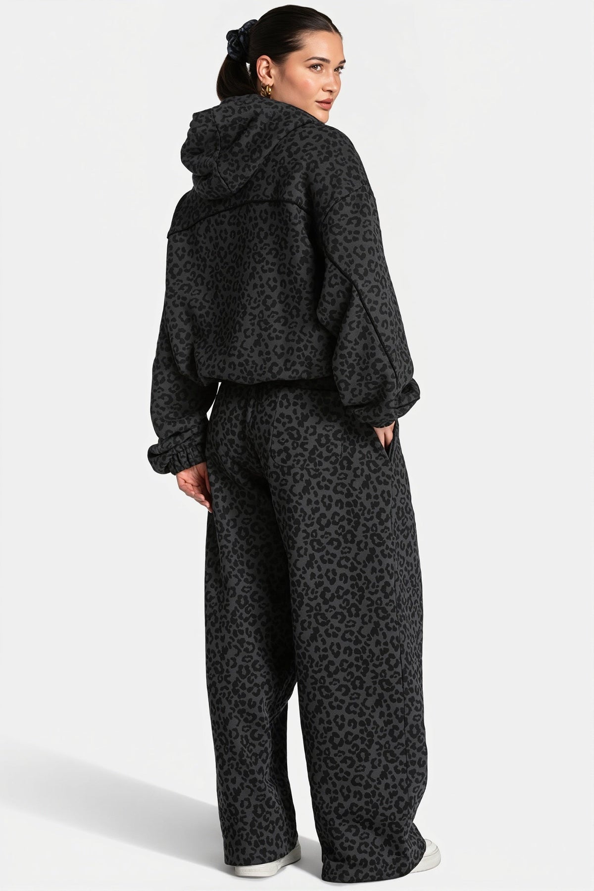 Leopard Hooded Loose Two Piece Set
