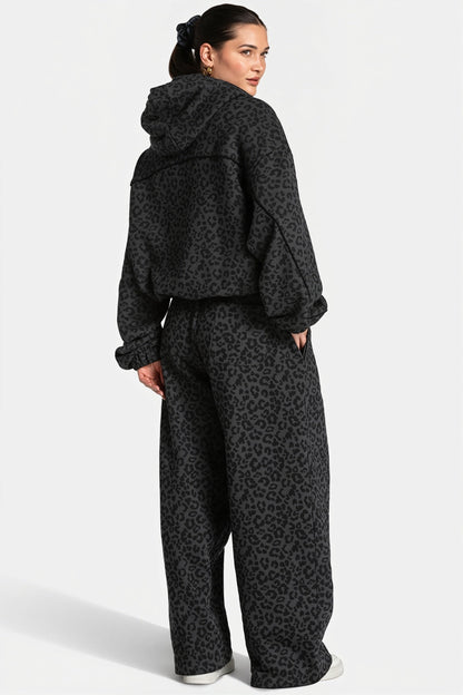 Leopard Hooded Loose Two Piece Set