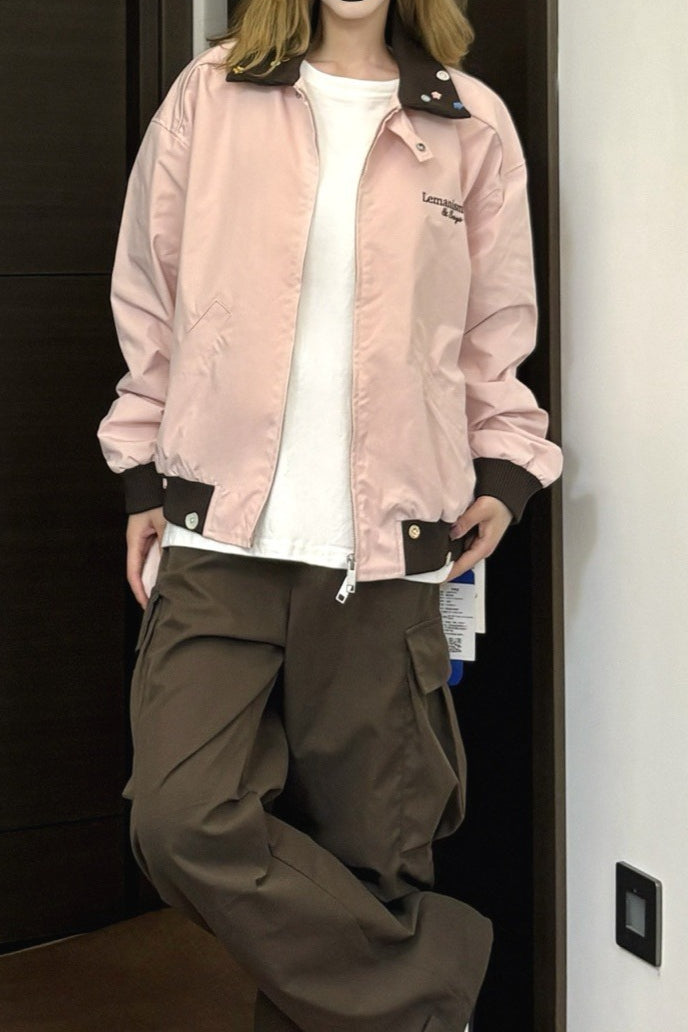 American Color Block Notch Collar Jacket