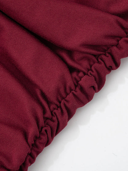 Strapless Ruched Bodice Pleated Drop Waist Maxi Dress