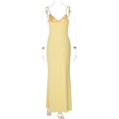 Gathered Halter Ruched Hip Slit Maxi Dress