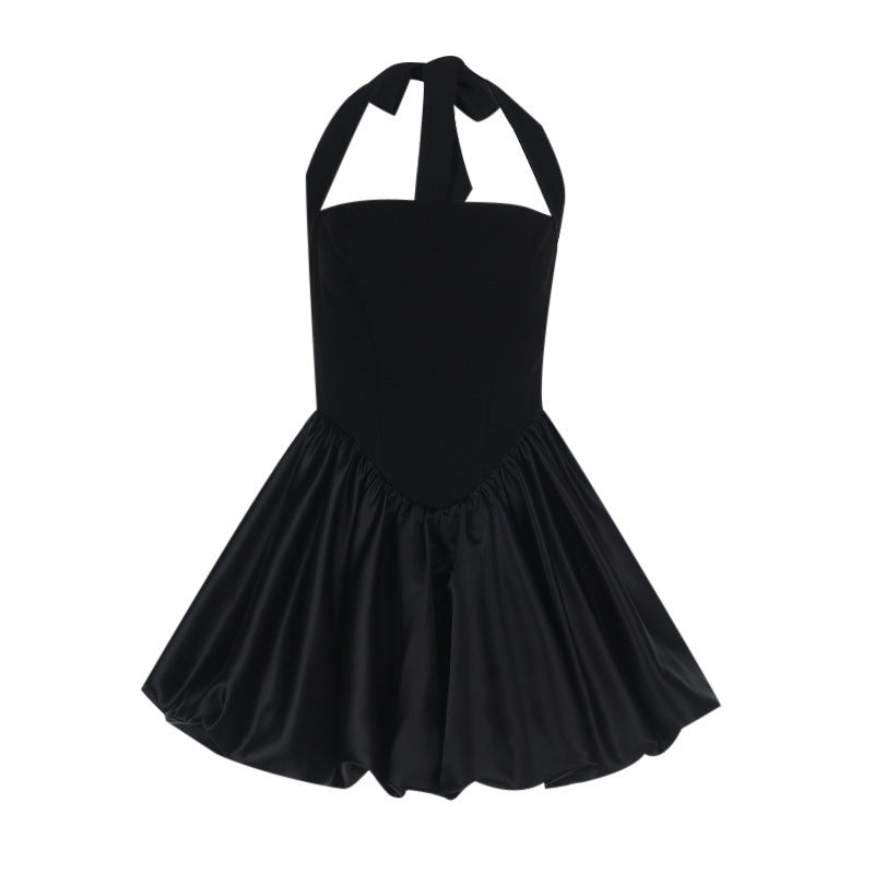 Halter Neck Corset Bubble Hem Mini Dress