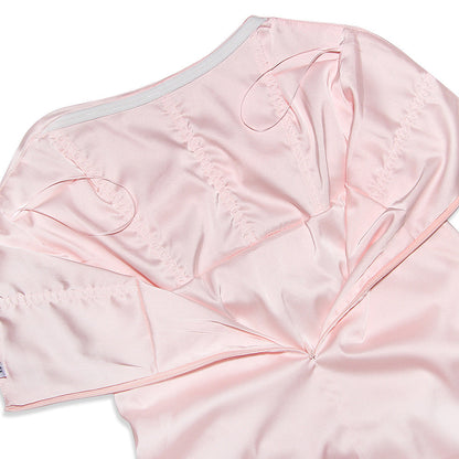 Strapless Ruched Satin Handkerchief Hem Mini Dress