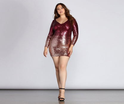 Plus Ombre Stylish Sequin Dress