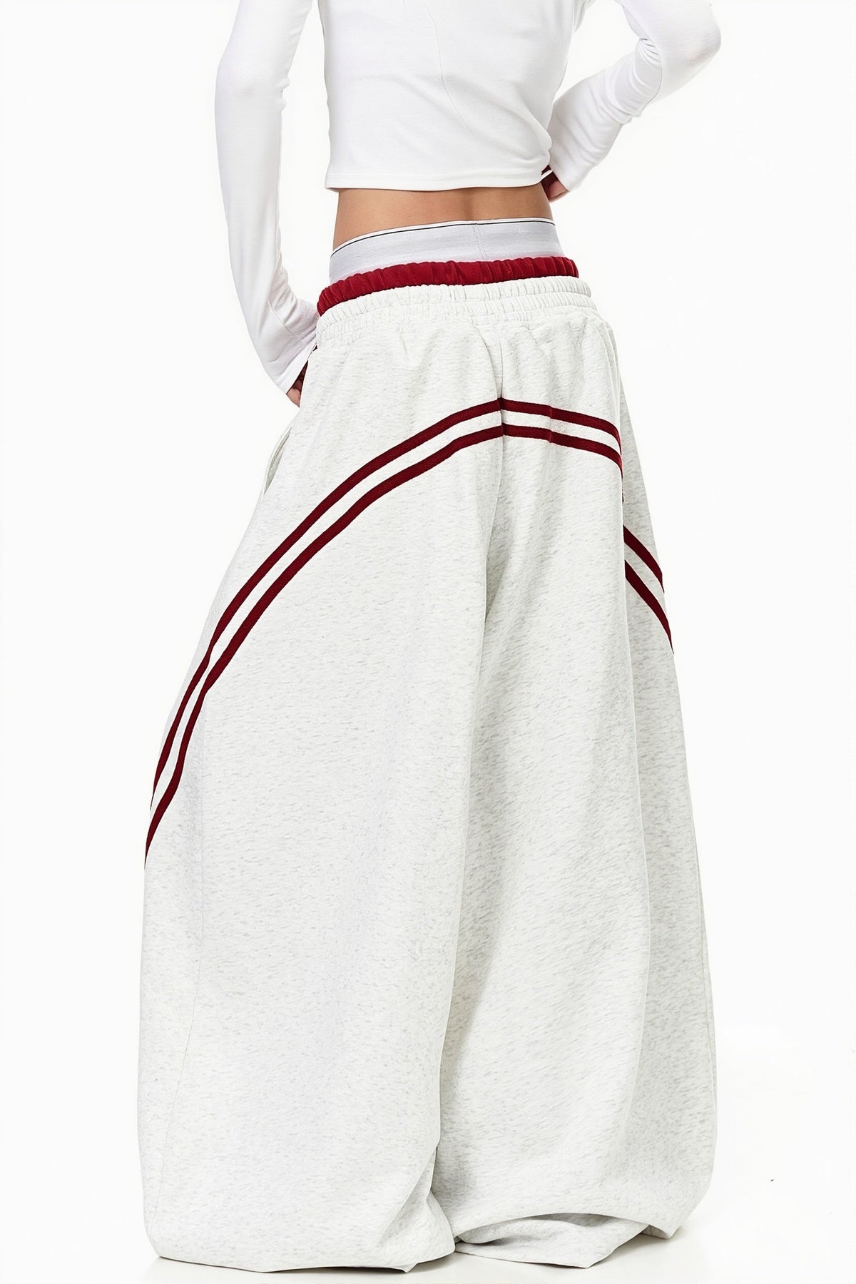 Double Waist Stripe Panel Pants