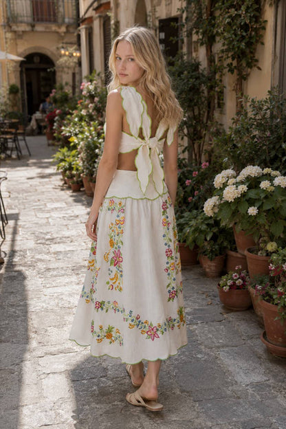 Patchwork Square-Collar Boho Dress