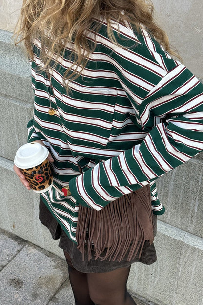 Retro Stripe Crew Neck Long Sleeve Tee