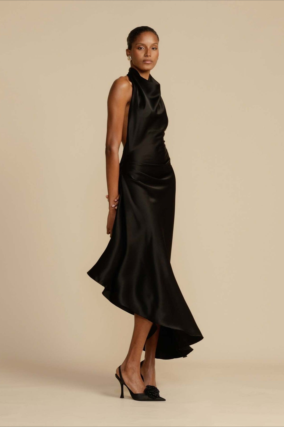Elegant Satin Slit Backless Party Dress