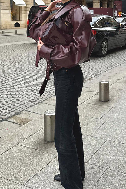 Vintage PU Leather Motorcycle Jacket