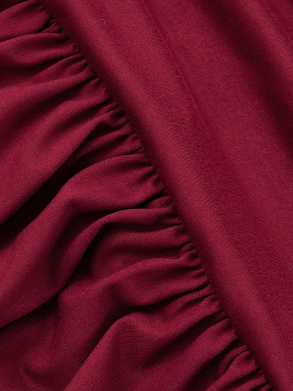 Strapless Ruched Bodice Pleated Drop Waist Maxi Dress