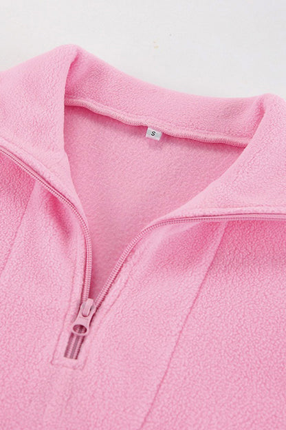Polar Fleece Lapel Zip-up Sweatshirt
