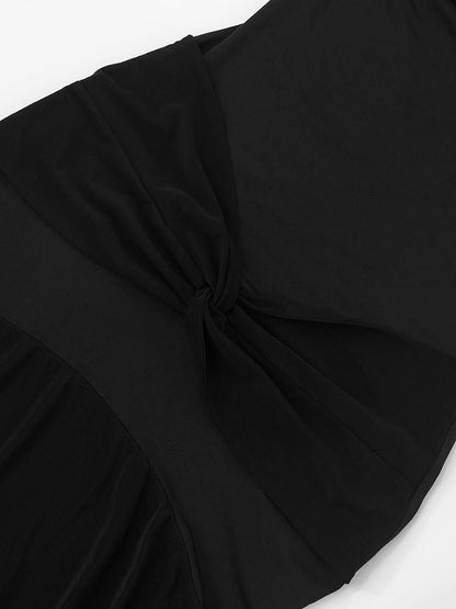 Strapless Twist Knot Sheer Tier Maxi Dress