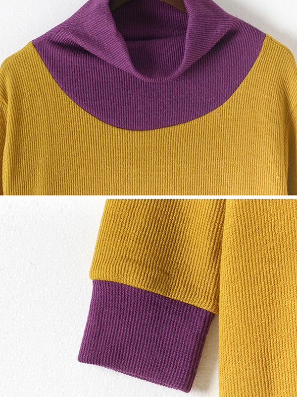 Crew Neck Long Sleeve Layered Look Oversized Pocket Midi Dress
