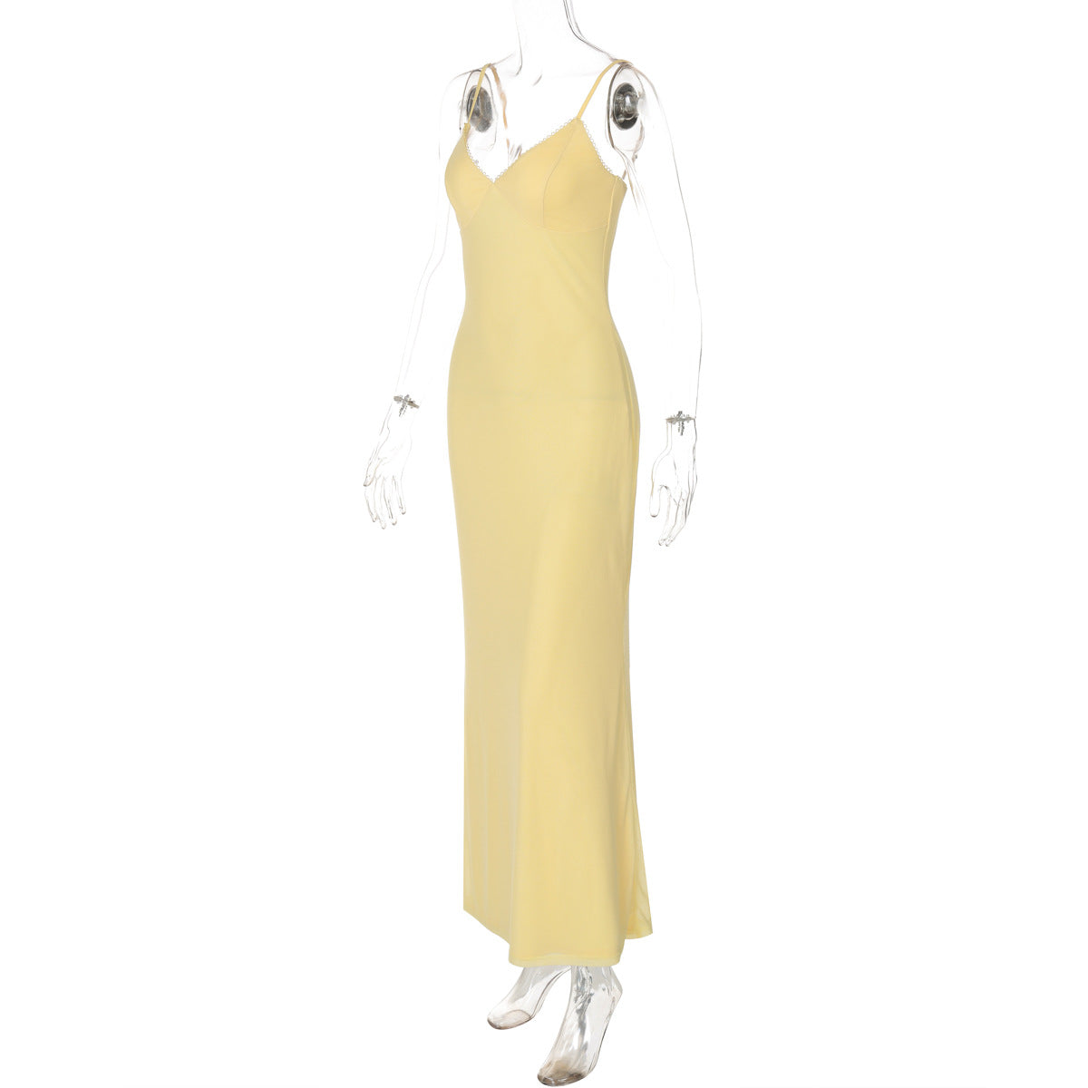 Gathered Halter Ruched Hip Slit Maxi Dress