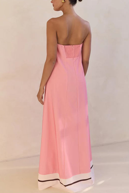 Strapless Color Block Loose Fit Maxi Dress