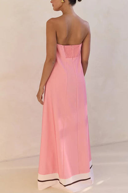 Strapless Color Block Loose Fit Maxi Dress