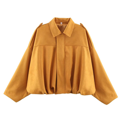 Lapel Zip Up Trendy Bomber Jacket