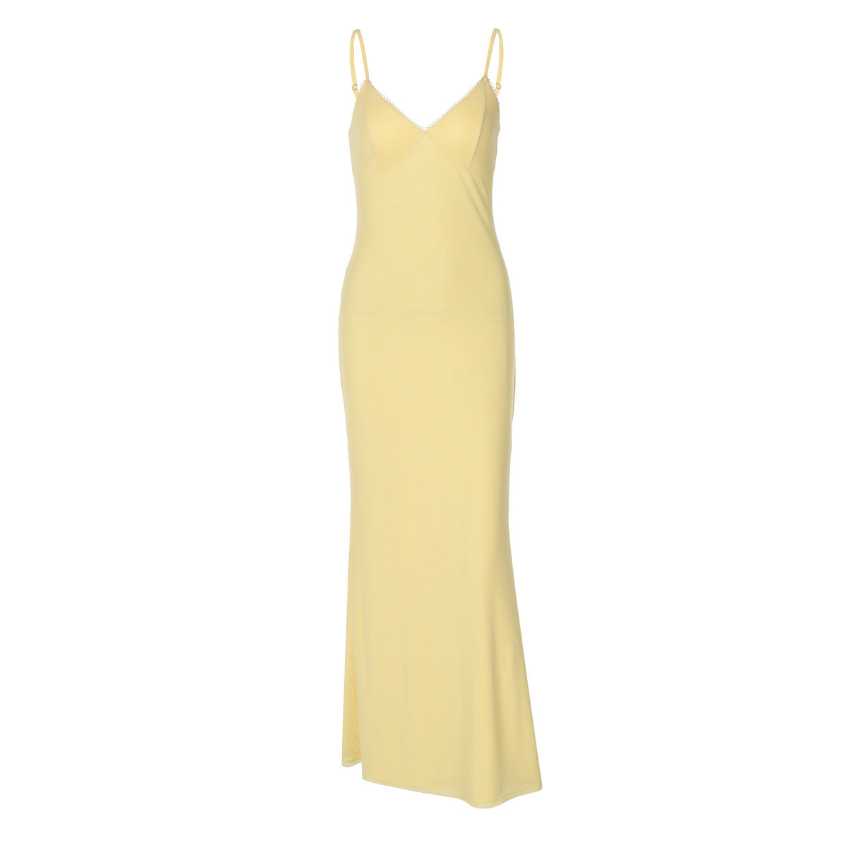 Gathered Halter Ruched Hip Slit Maxi Dress