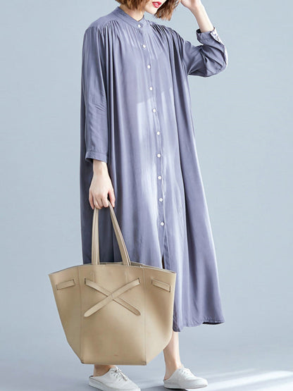 Collared Button Front Tropical Print Shirt Midi Dress