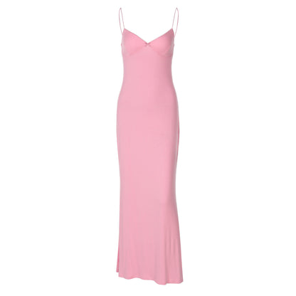 Spaghetti Strap Deep V-Neck Bodycon Maxi Dress
