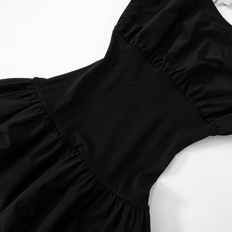 Boat Neck Cap Sleeve Fit and Flare Pleated Skater Mini Dress