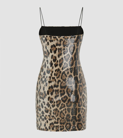 Spaghetti Strap Sequin Print Bodycon Mini Dress