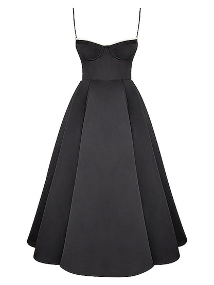Sweetheart Lace Trim Bustier Tulle Hem Fit and Flare Midi Dress