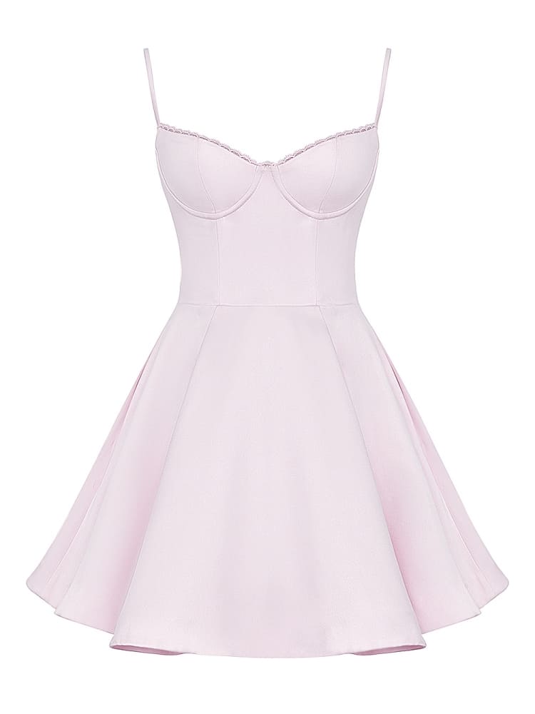 Sweetheart Bustier Spaghetti Strap Tulle Hem Fit and Flare Mini Dress