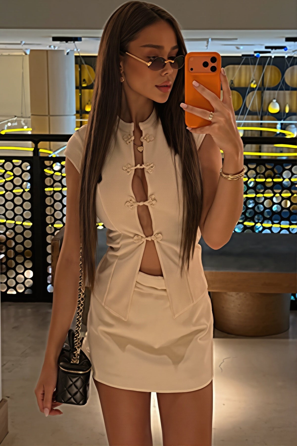Fitted Solid Cutout Top