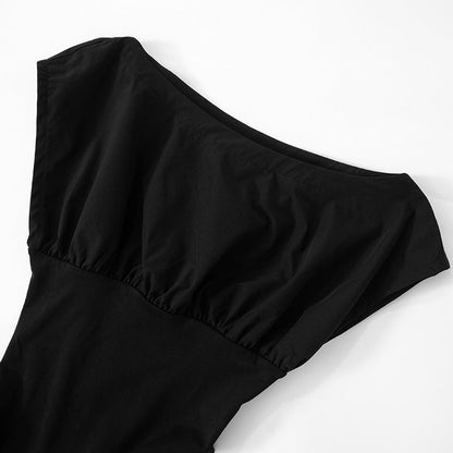 Boat Neck Cap Sleeve Fit and Flare Pleated Skater Mini Dress