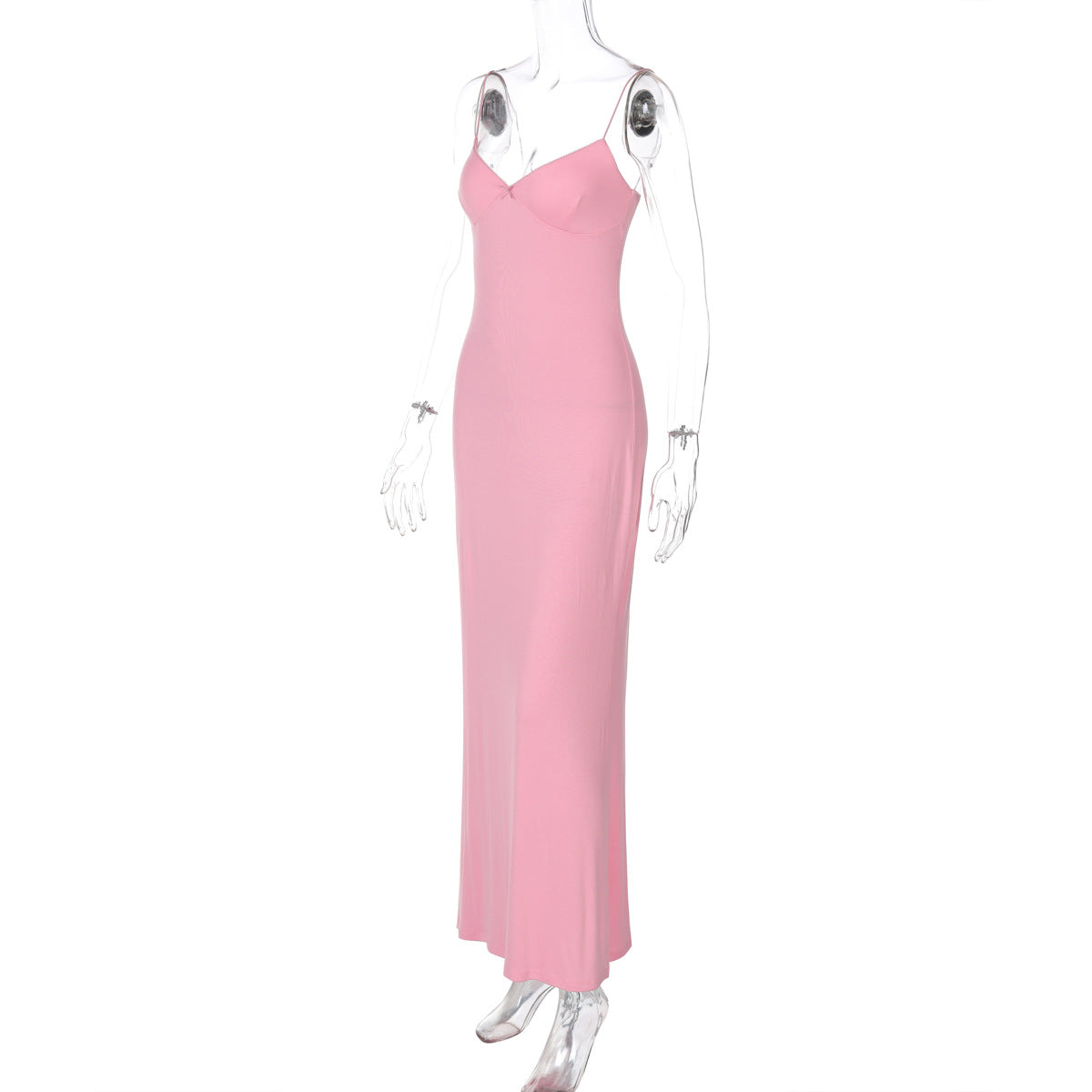 Spaghetti Strap Deep V-Neck Bodycon Maxi Dress
