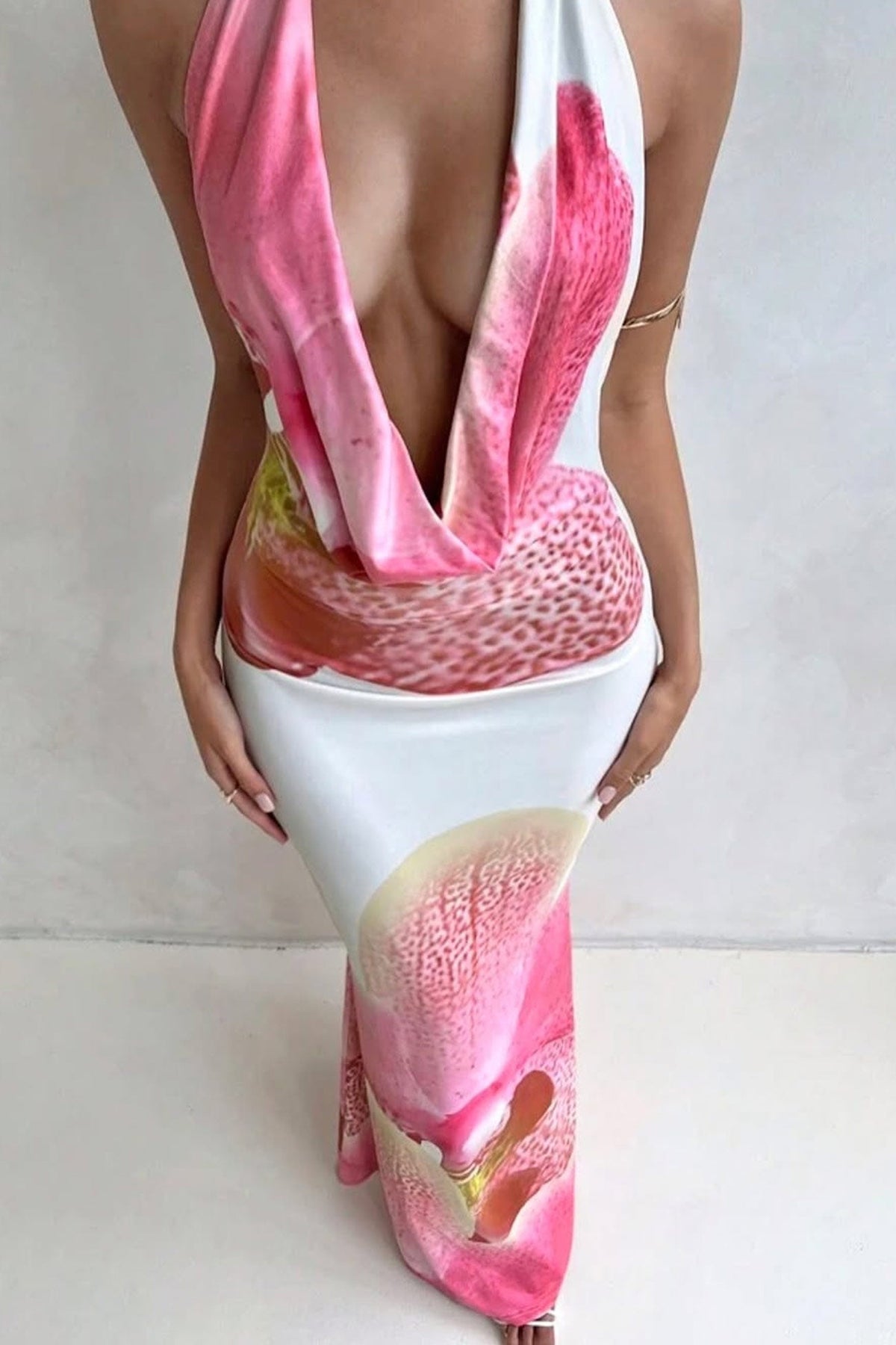 Floral Cowl Neck Pack Hip Dress