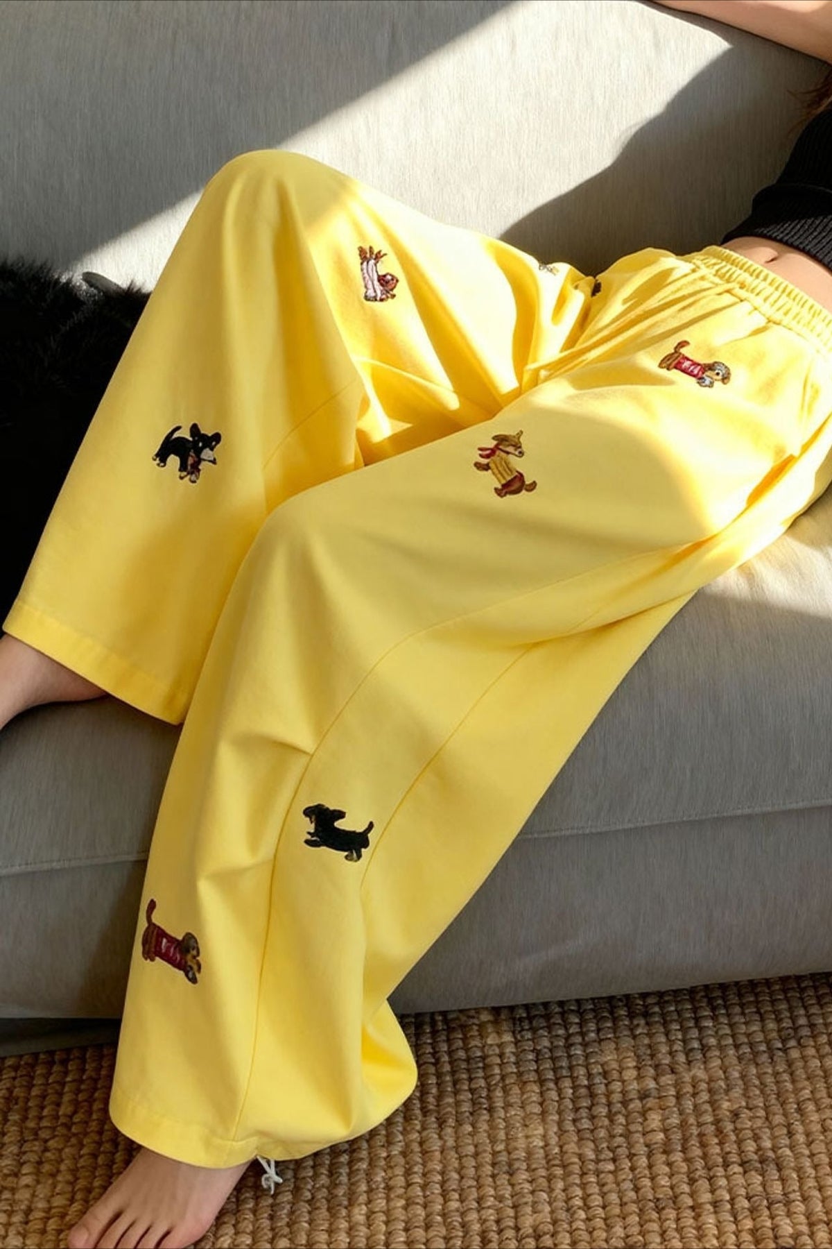 Street Style Embroidered Baggy Pants