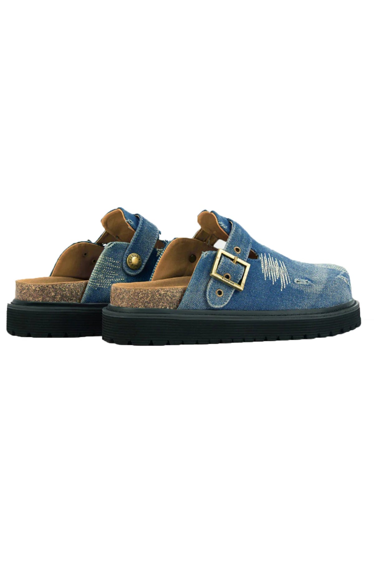 Distressed Denim Closed-toe Slip-on Flat