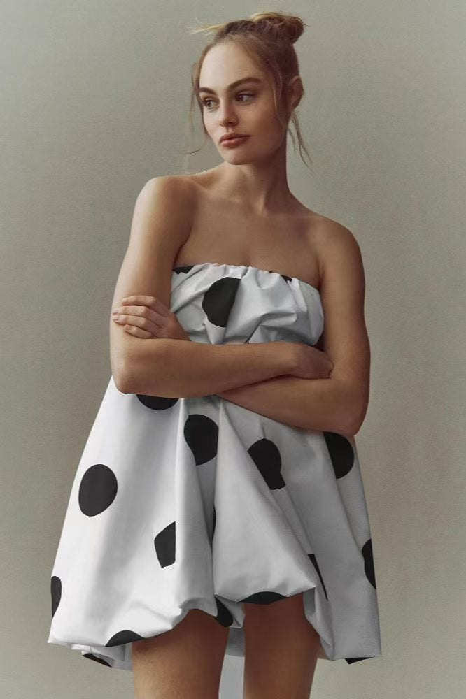 Polka Dot Strapless Bodycon Mini Dress