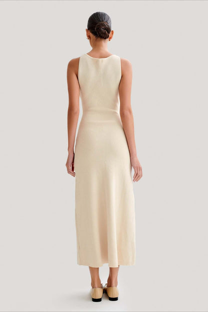 Knit Sleeveless Button Midi Dress